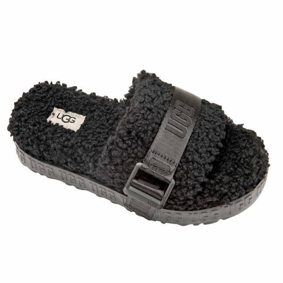 UGG Black Shearling Slide Sandals - Women’s Sz. 9 - Picture 5 of 7